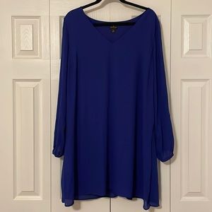 Royal blue slit sleeve dress